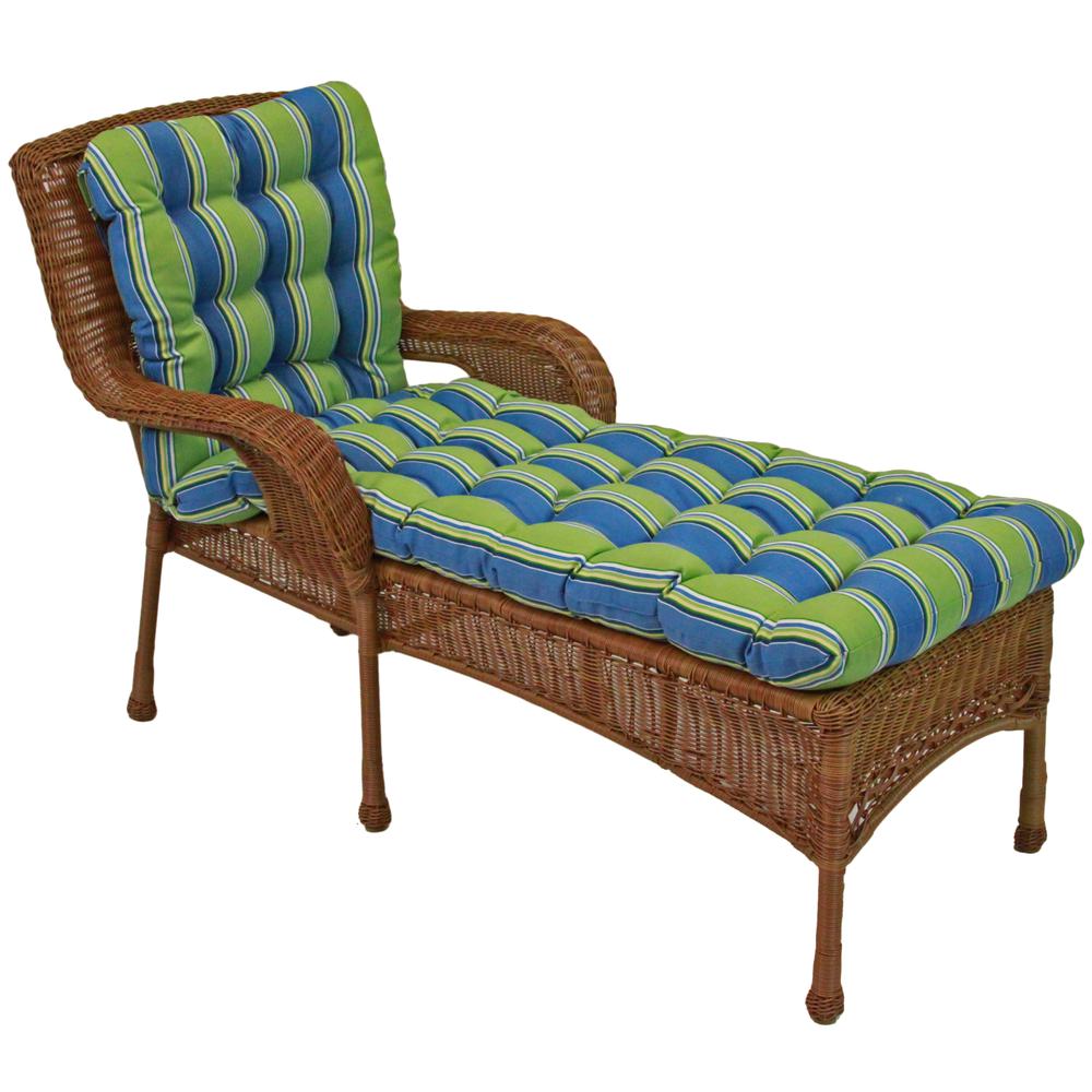 74-inch by 19-inch Squarded Outdoor Spun Polyester Tufted Chaise Lounge Cushion. Picture 1
