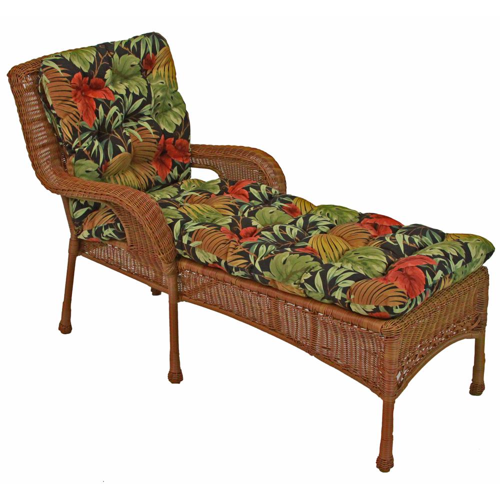 74-inch by 19-inch Squarded Outdoor Spun Polyester Tufted Chaise Lounge Cushion. Picture 1