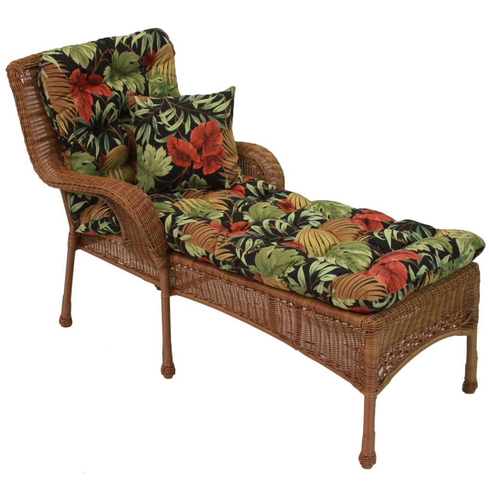 74-inch by 19-inch Squarded Outdoor Spun Polyester Tufted Chaise Lounge Cushion. Picture 2