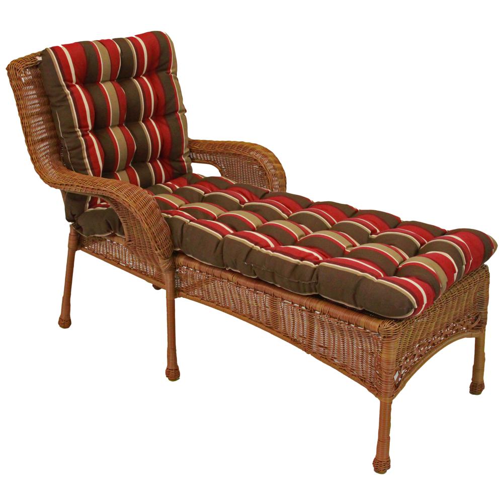 74-inch by 19-inch Squarded Outdoor Spun Polyester Tufted Chaise Lounge Cushion. Picture 1