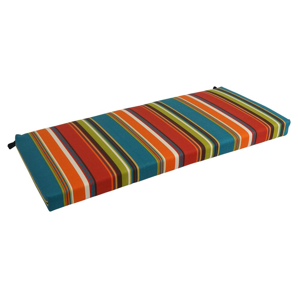 40-inch by 19-inch Patterned Outdoor Spun Polyester Loveseat Cushion. Picture 1