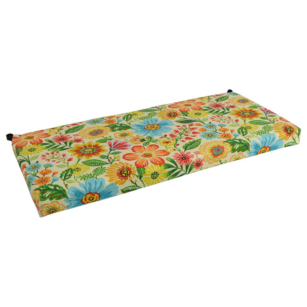 42-inch by 19-inch Patterned Outdoor Spun Polyester Loveseat Cushion. Picture 1