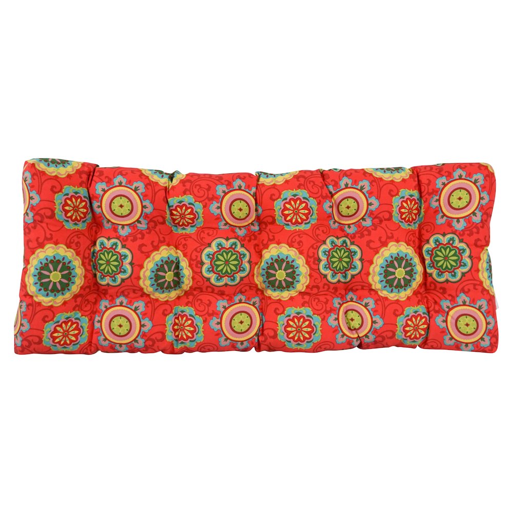 46-inch by 19-inch Tufted Patterned Outdoor Spun Polyester Loveseat Cushion. Picture 3