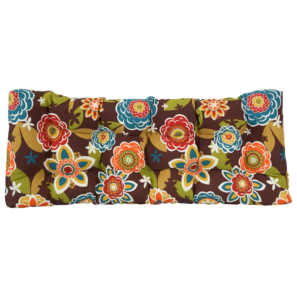 46-inch by 19-inch Tufted Patterned Outdoor Spun Polyester Loveseat Cushion. Picture 3