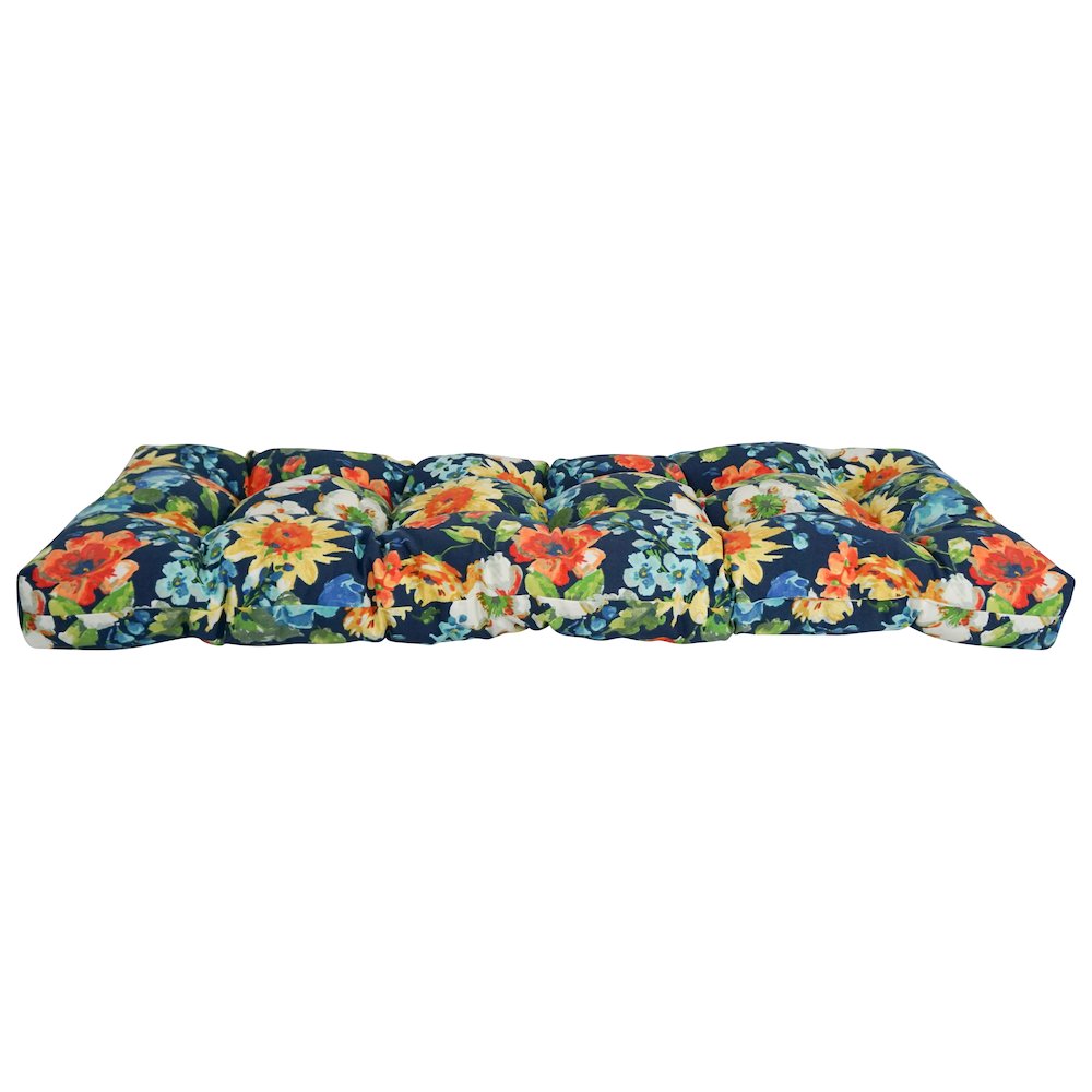 46-inch by 19-inch Tufted Patterned Outdoor Spun Polyester Loveseat Cushion. Picture 2