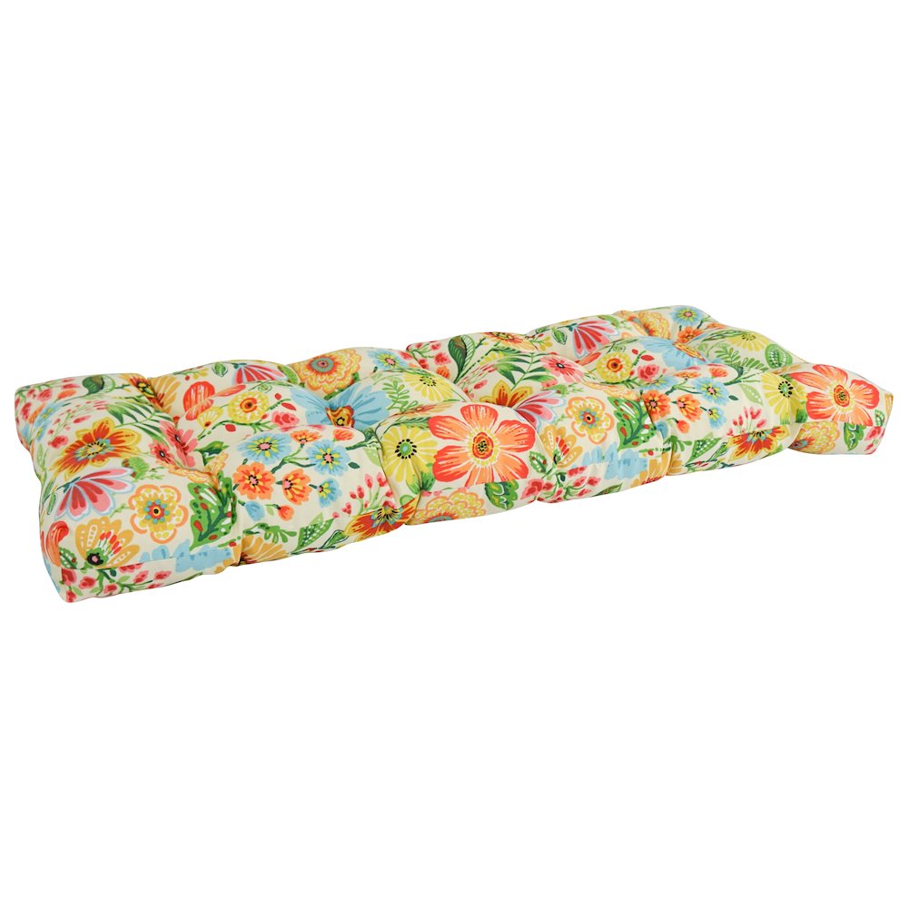 46-inch by 19-inch Tufted Patterned Outdoor Spun Polyester Loveseat Cushion. Picture 1