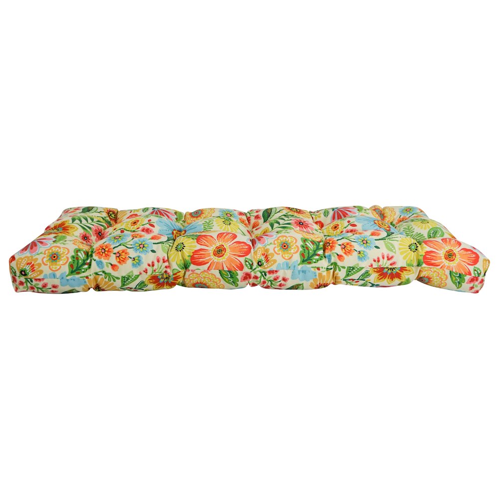 46-inch by 19-inch Tufted Patterned Outdoor Spun Polyester Loveseat Cushion. Picture 2