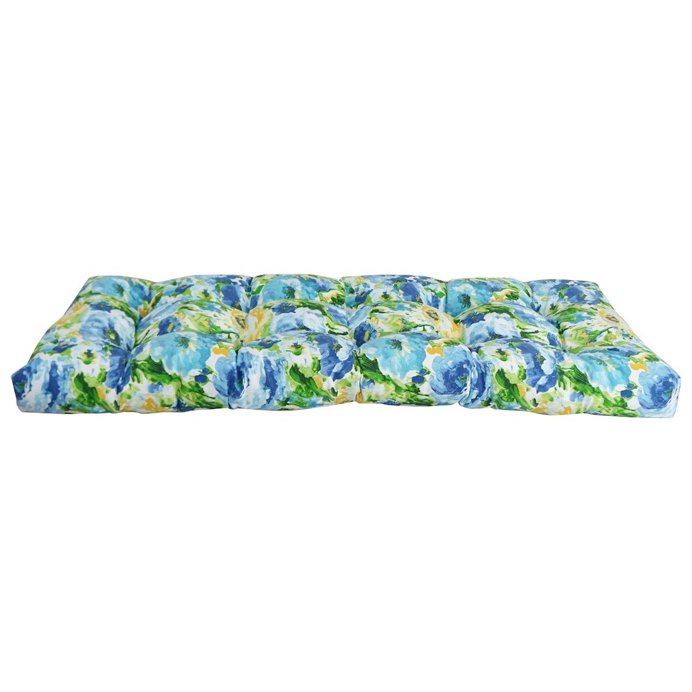 46-inch by 19-inch Tufted Patterned Outdoor Spun Polyester Loveseat Cushion. Picture 2