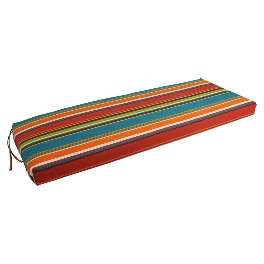 48-inch by 19-inch Patterned Outdoor Spun Polyester Loveseat Cushion. Picture 1