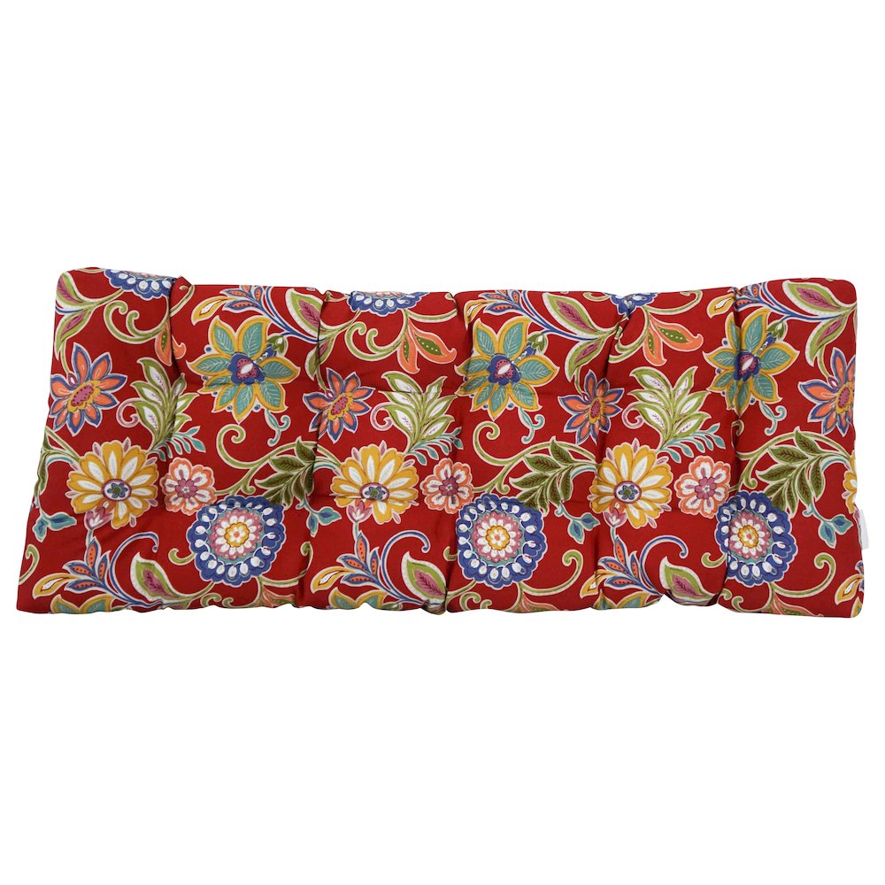51-inch by 19-inch Tufted Patterned Outdoor Spun Polyester Loveseat Cushion. Picture 3