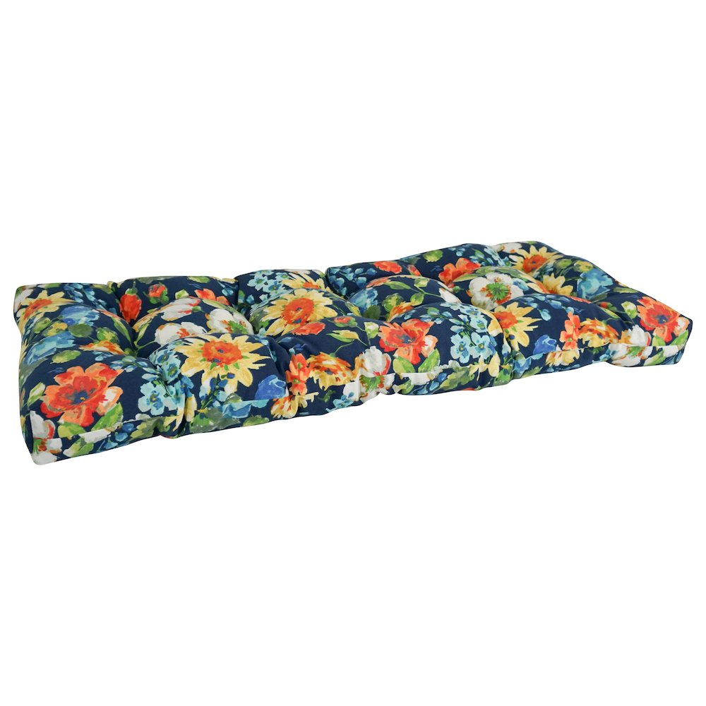 51-inch by 19-inch Tufted Patterned Outdoor Spun Polyester Loveseat Cushion. Picture 1