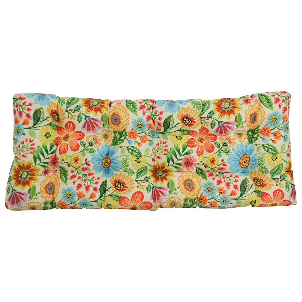 51-inch by 19-inch Tufted Patterned Outdoor Spun Polyester Loveseat Cushion. Picture 3