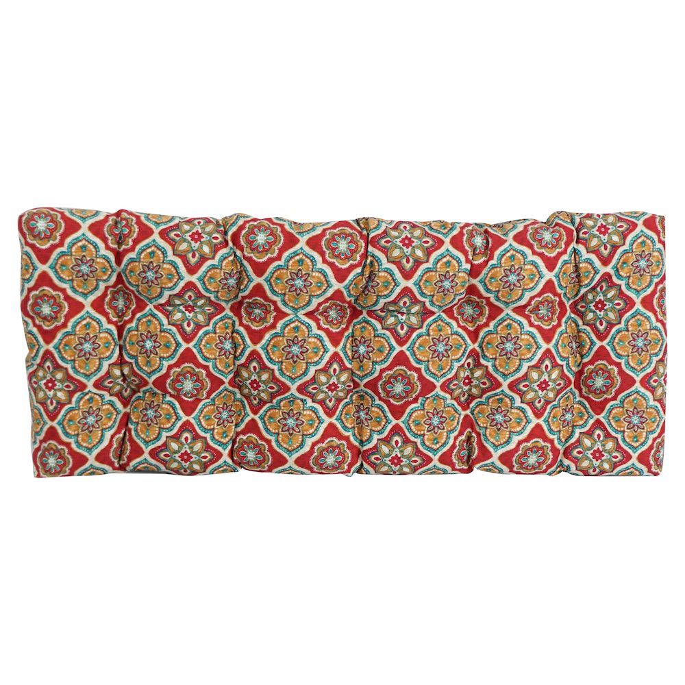 51-inch by 19-inch Tufted Patterned Outdoor Spun Polyester Loveseat Cushion. Picture 3