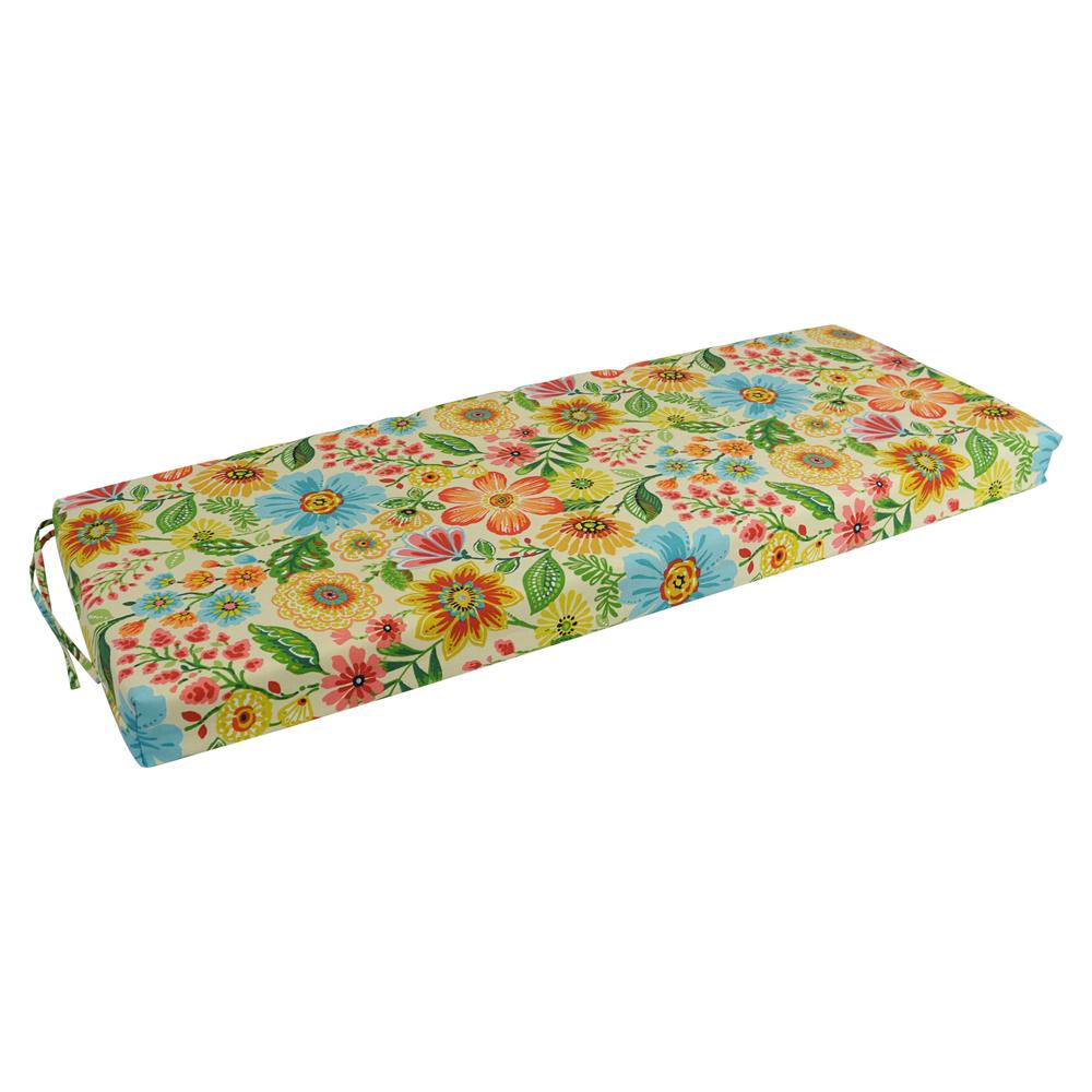 51-inch by 19-inch Patterned Outdoor Spun Polyester Loveseat Cushion. Picture 1