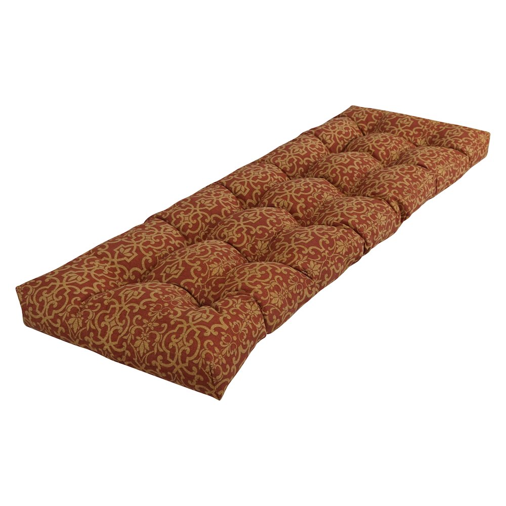55-inch by 19-inch Tufted Patterned Outdoor Spun Polyester Loveseat Cushion. Picture 1