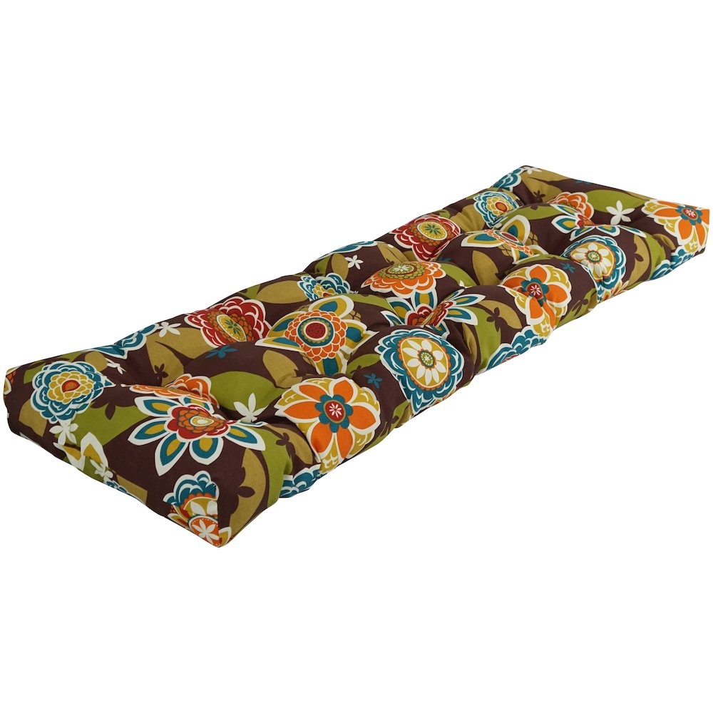 55-inch by 19-inch Tufted Patterned Outdoor Spun Polyester Loveseat Cushion. Picture 1