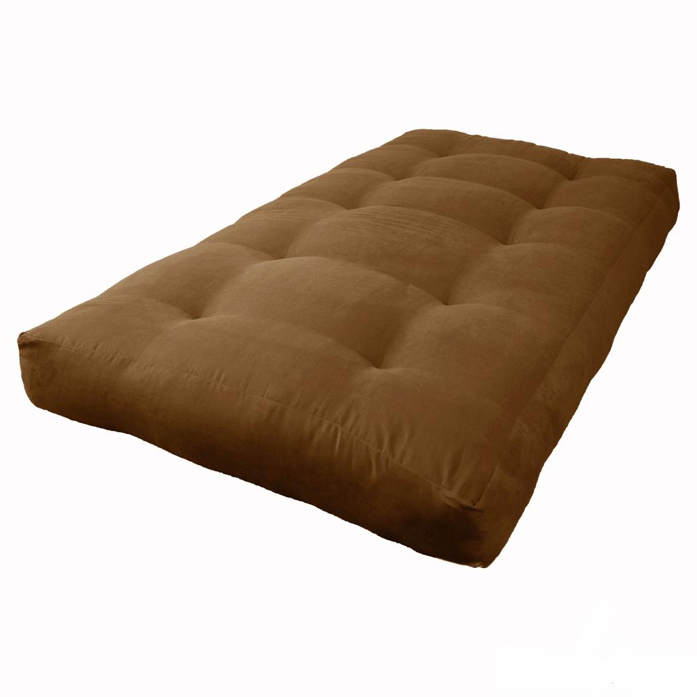 Blazing Needles Vitality 8-inch Microsuede Twin-size Futon Mattress - Saddle Brown. Picture 1