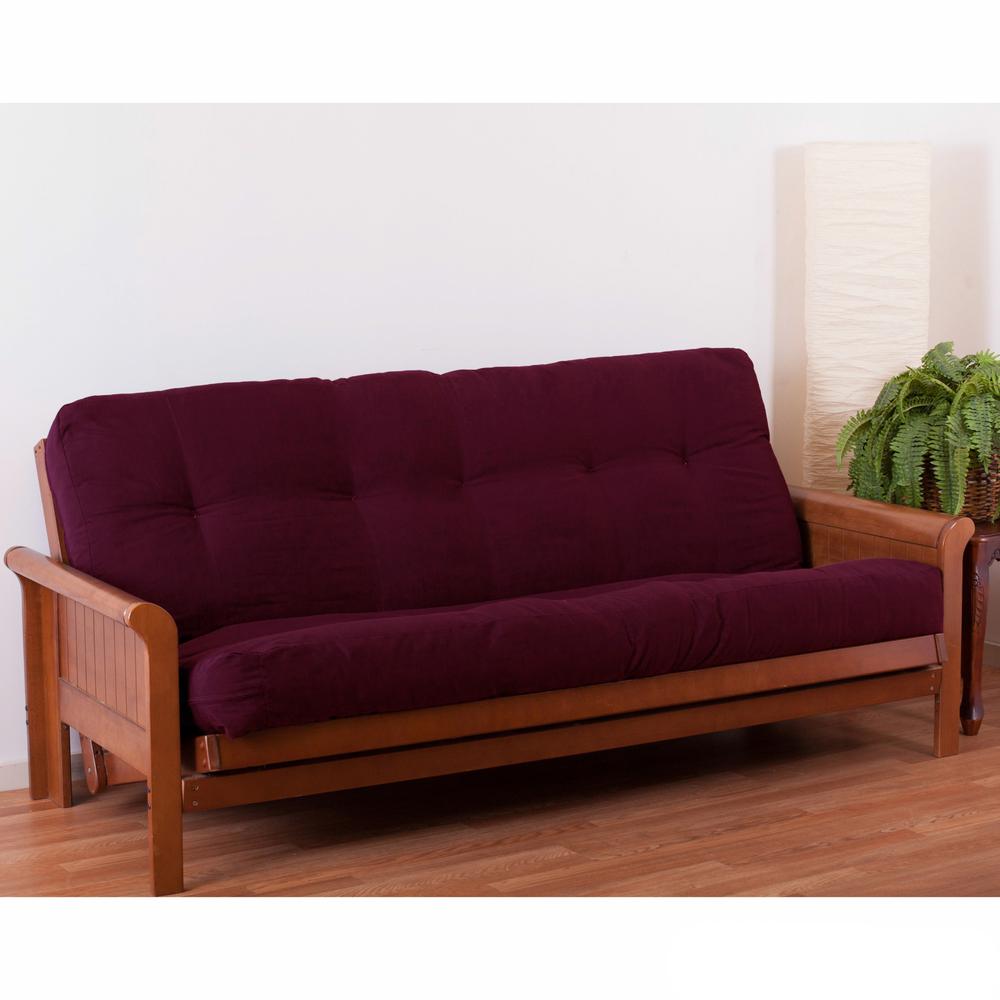 Blazing Needles Renewal 7-inch Twill Full-size Futon Mattress - Burgundy. Picture 1