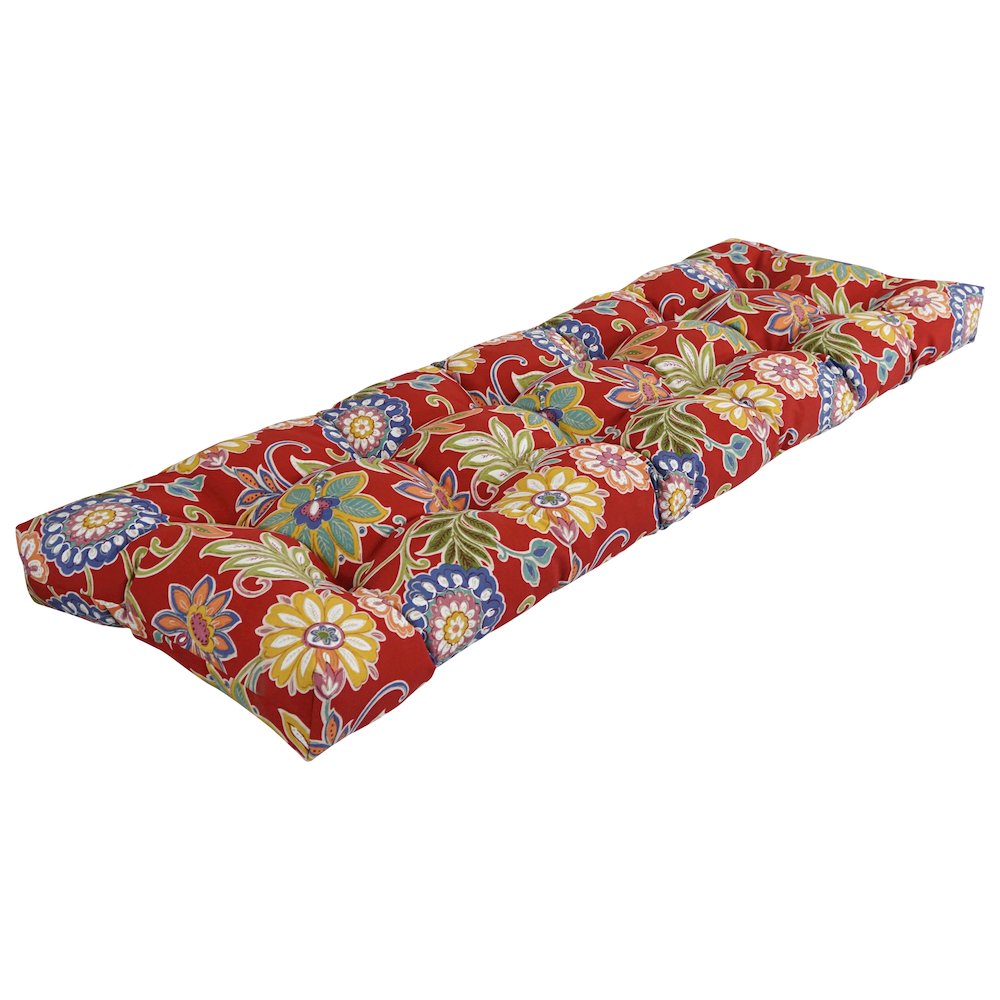 60-inch by 19-inch Tufted Patterned Outdoor Spun Polyester Loveseat Cushion. Picture 1