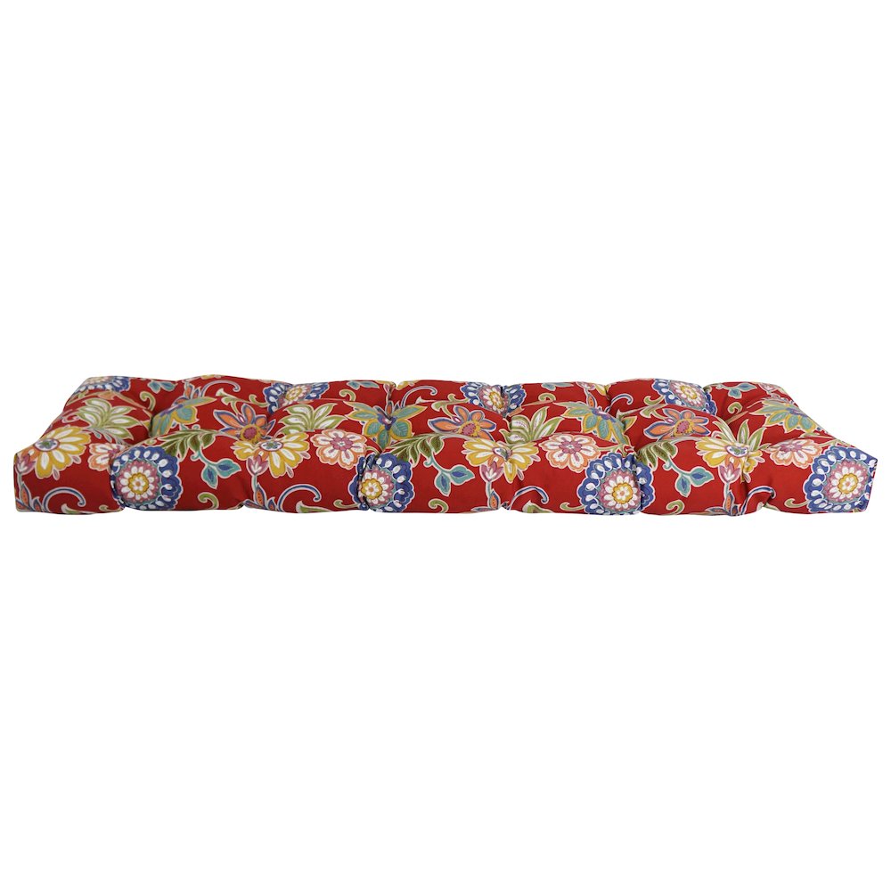 60-inch by 19-inch Tufted Patterned Outdoor Spun Polyester Loveseat Cushion. Picture 2