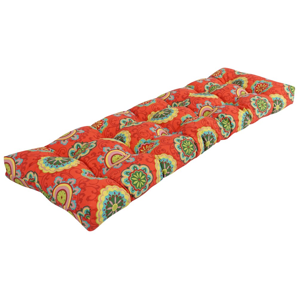 60-inch by 19-inch Tufted Patterned Outdoor Spun Polyester Loveseat Cushion. Picture 1