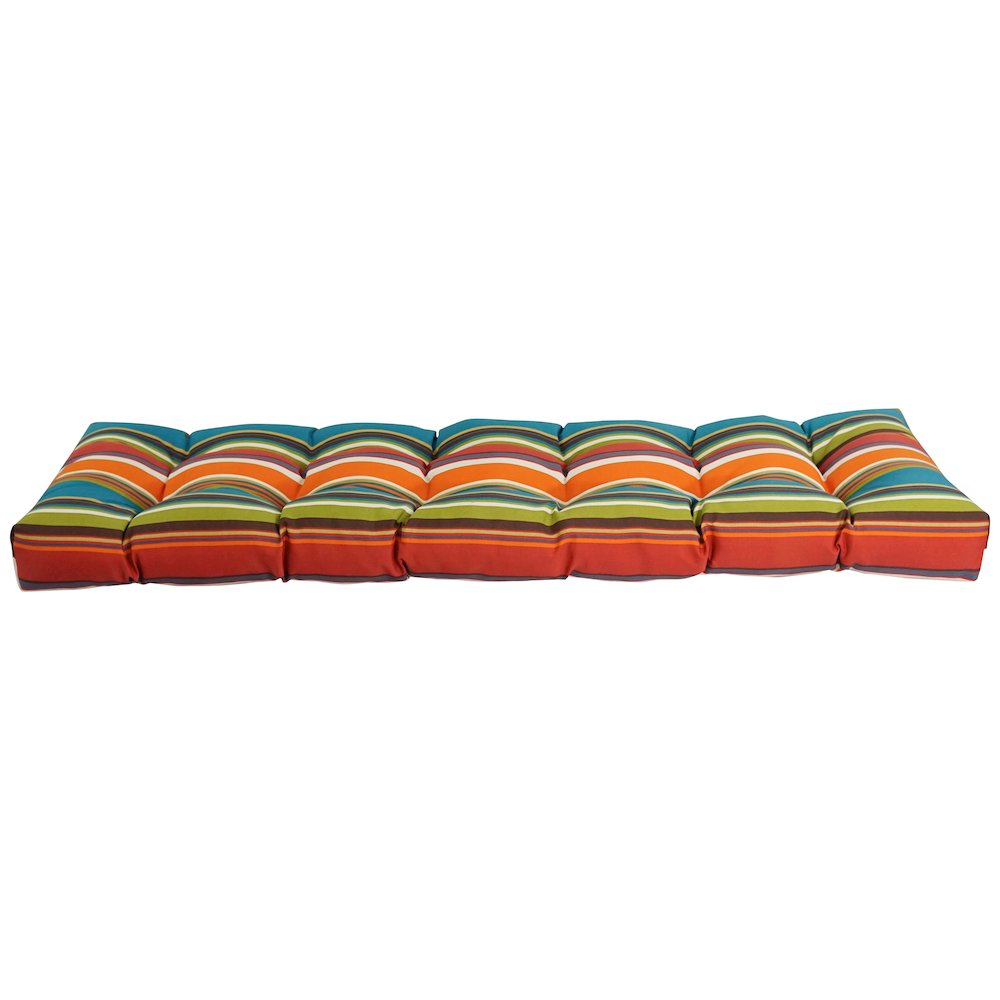 60-inch by 19-inch Tufted Patterned Outdoor Spun Polyester Loveseat Cushion. Picture 2