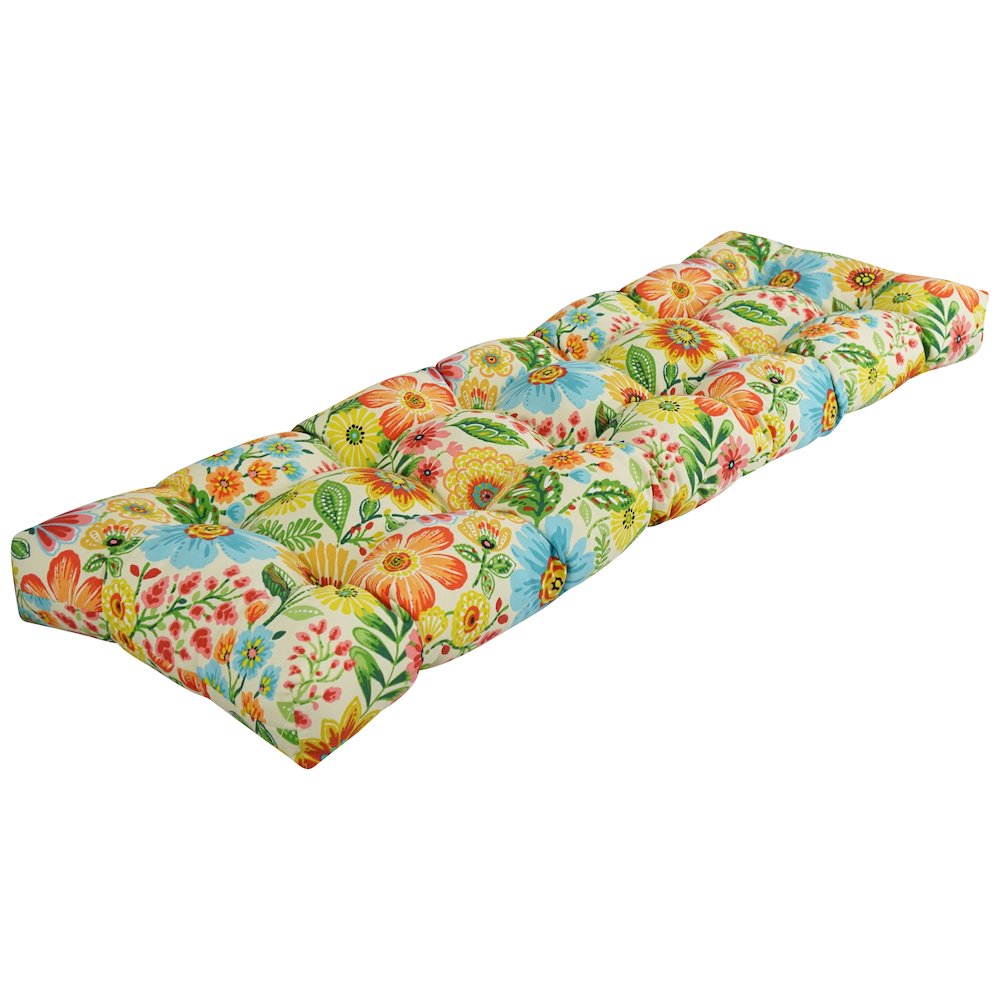 60-inch by 19-inch Tufted Patterned Outdoor Spun Polyester Loveseat Cushion. Picture 1