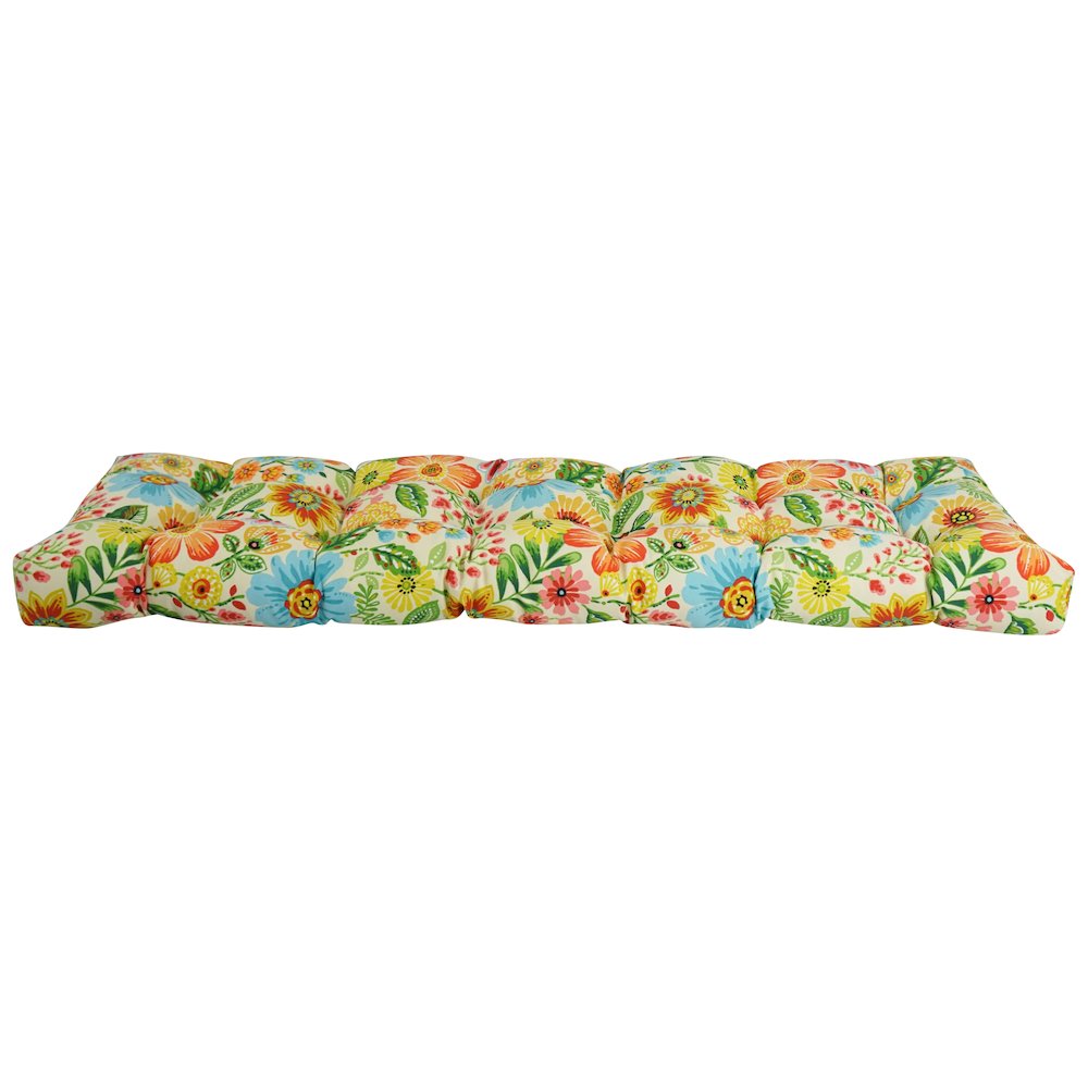 60-inch by 19-inch Tufted Patterned Outdoor Spun Polyester Loveseat Cushion. Picture 2