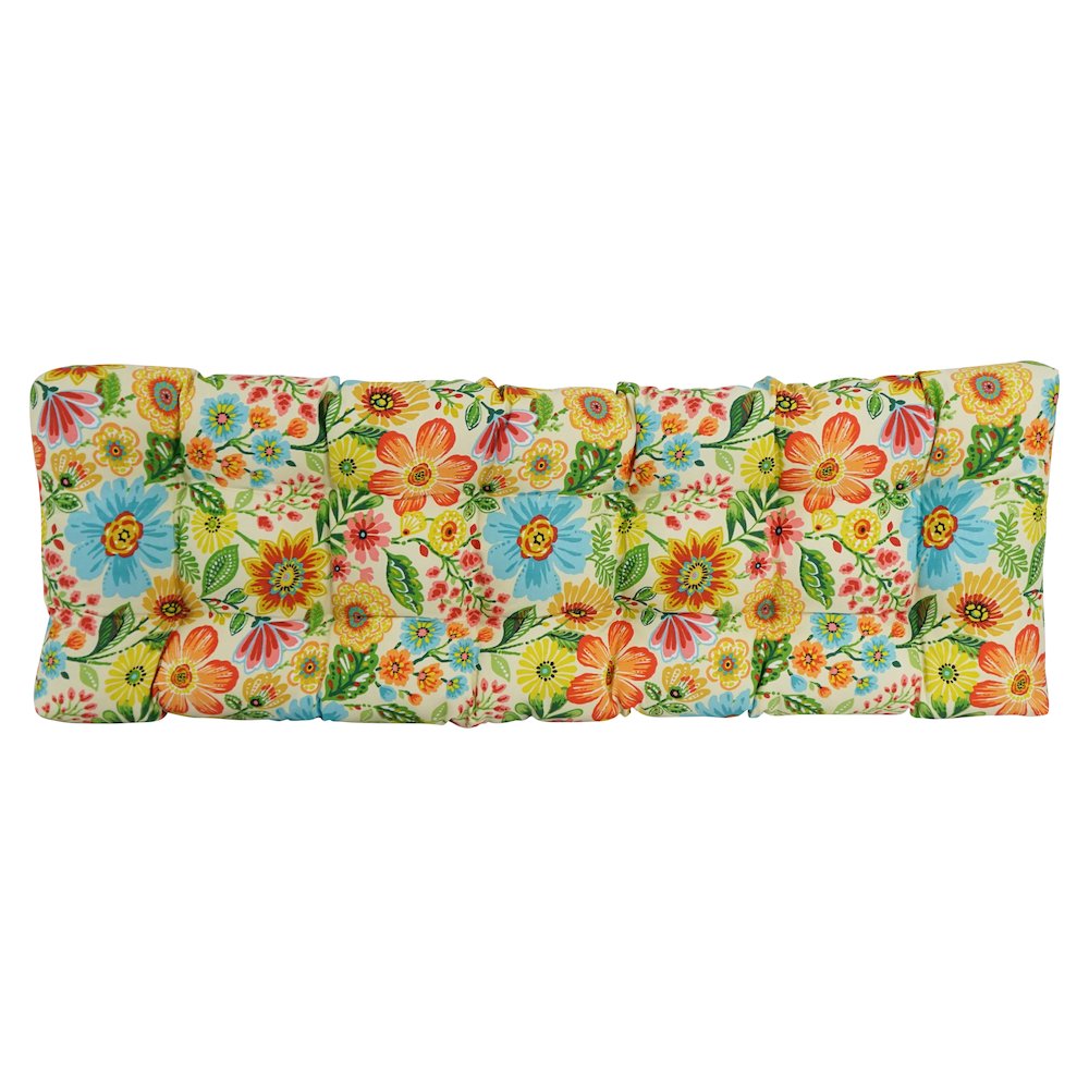 60-inch by 19-inch Tufted Patterned Outdoor Spun Polyester Loveseat Cushion. Picture 3