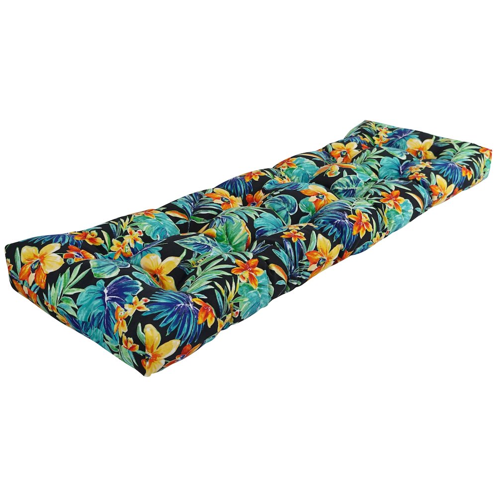60-inch by 19-inch Tufted Patterned Outdoor Spun Polyester Loveseat Cushion. Picture 1