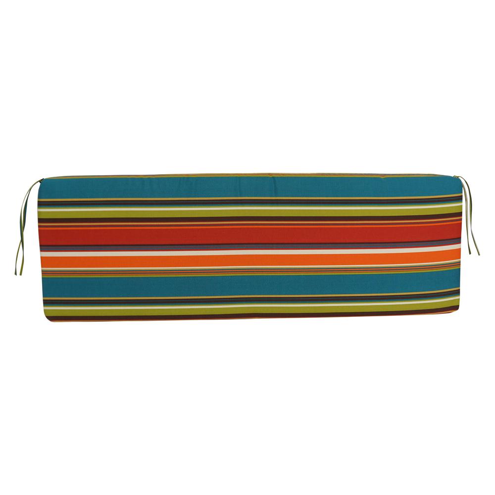 63-inch by 19-inch Patterned Outdoor Spun Polyester Bench Cushion  963X19-REO-51. Picture 3