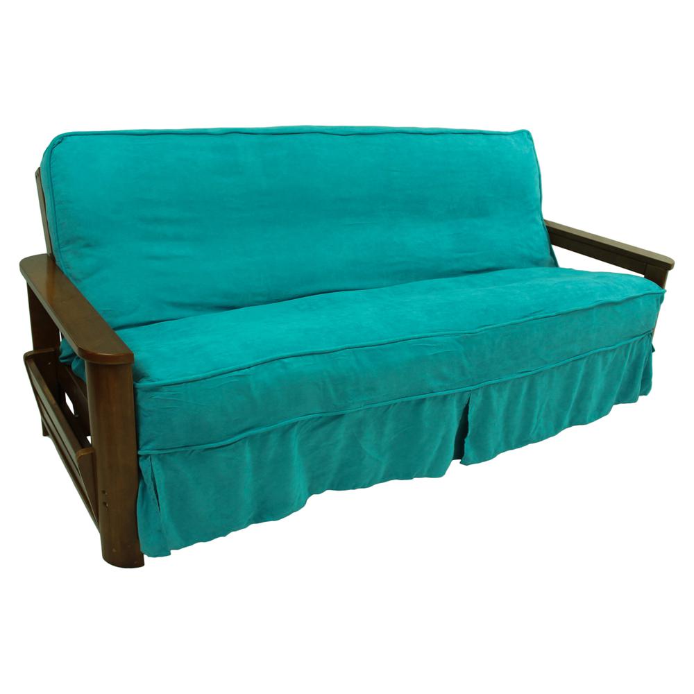Solid Microsuede Double Corded 8 to 9-inch Full Futon Slipcover. Picture 1