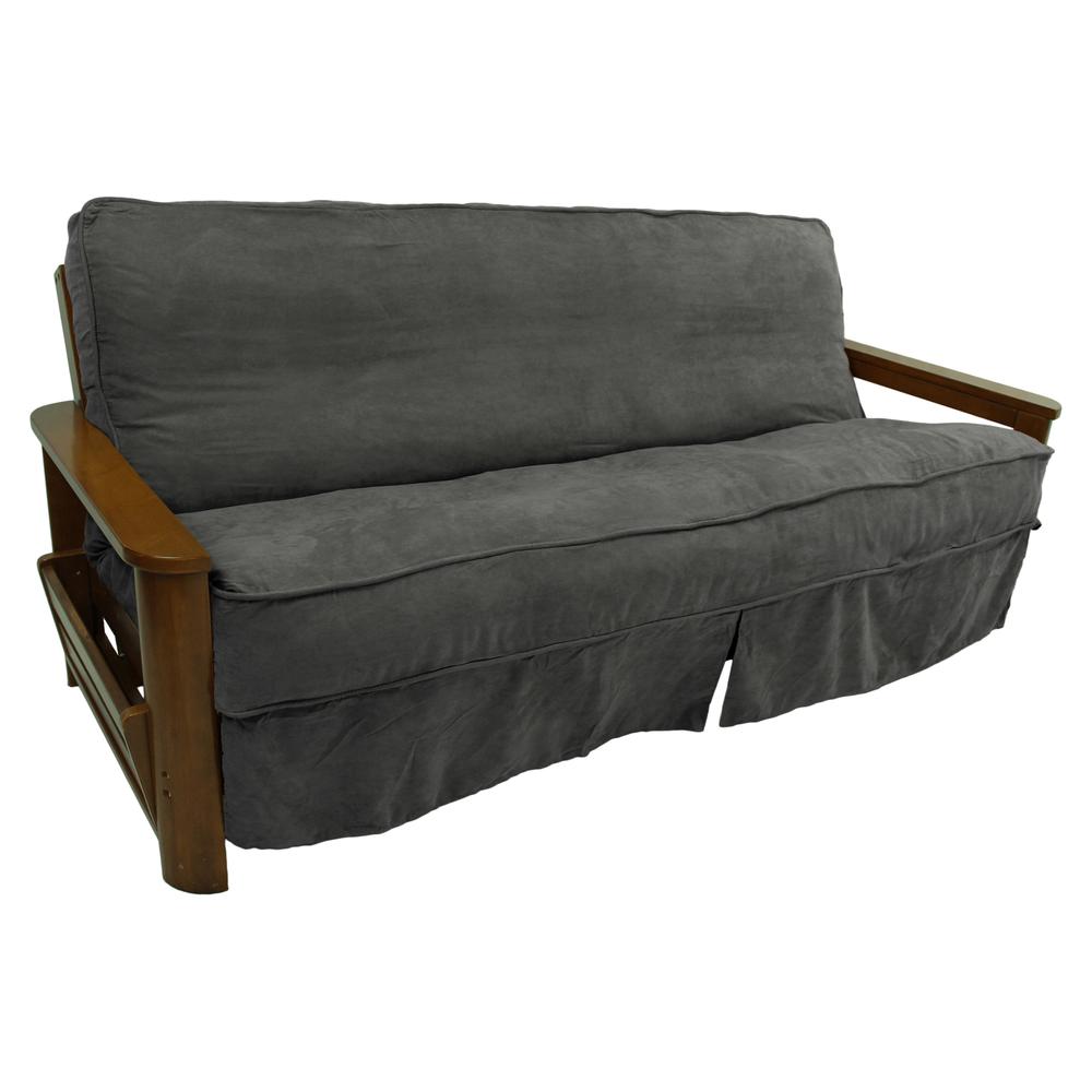 Solid Microsuede Double Corded 8 to 9-inch Full Futon Slipcover. Picture 1