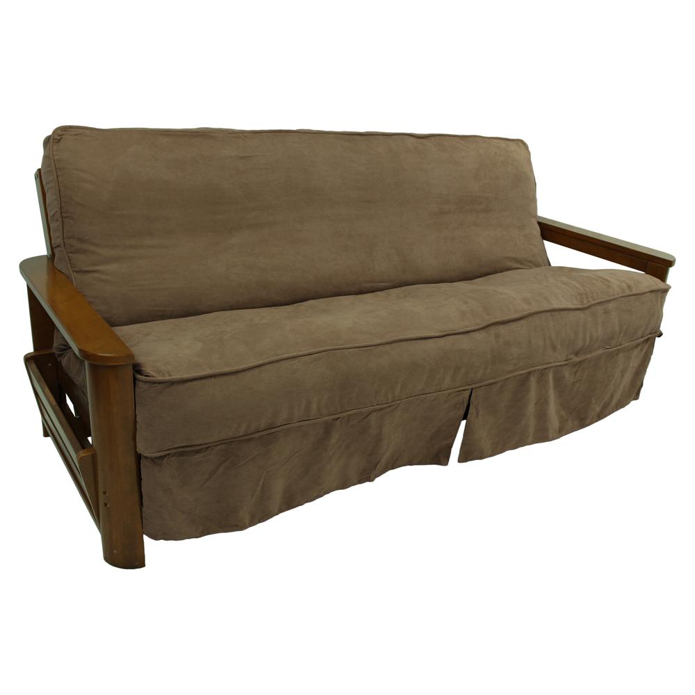 Solid Microsuede Double Corded 8 to 9-inch Full Futon Slipcover. Picture 1