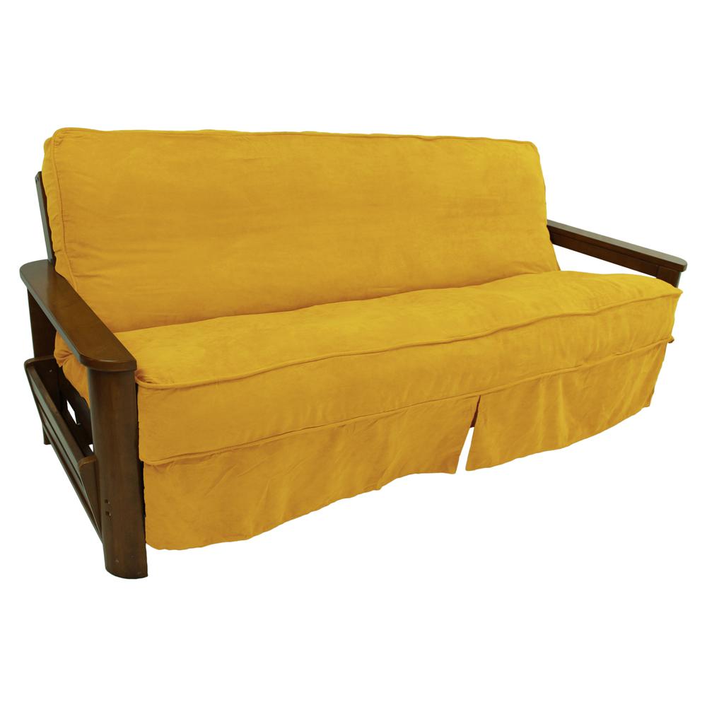 Solid Microsuede Double Corded 8 to 9-inch Full Futon Slipcover. Picture 1