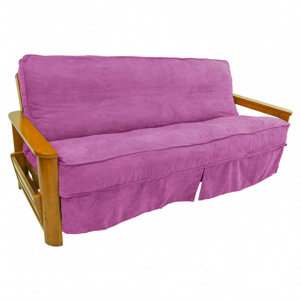 Solid Microsuede Double Corded 8 to 9-inch Full Futon Slipcover 9670-CD-MS-UV. Picture 1