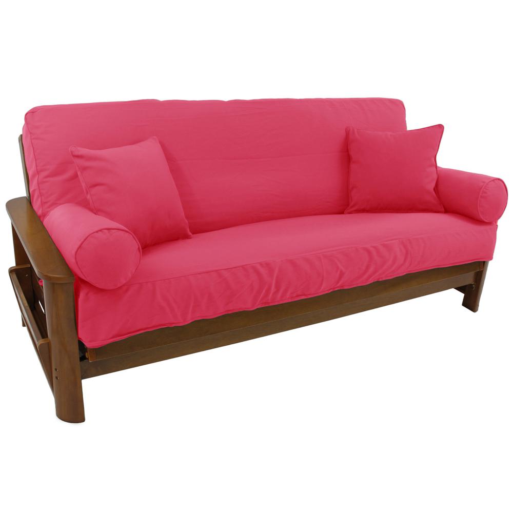 Set of 5 Full Futon Cover Set w/Two 18 inch Pillows and Two Bolsters (Twill Fabric)  9680-CD-TW-BB. Picture 1