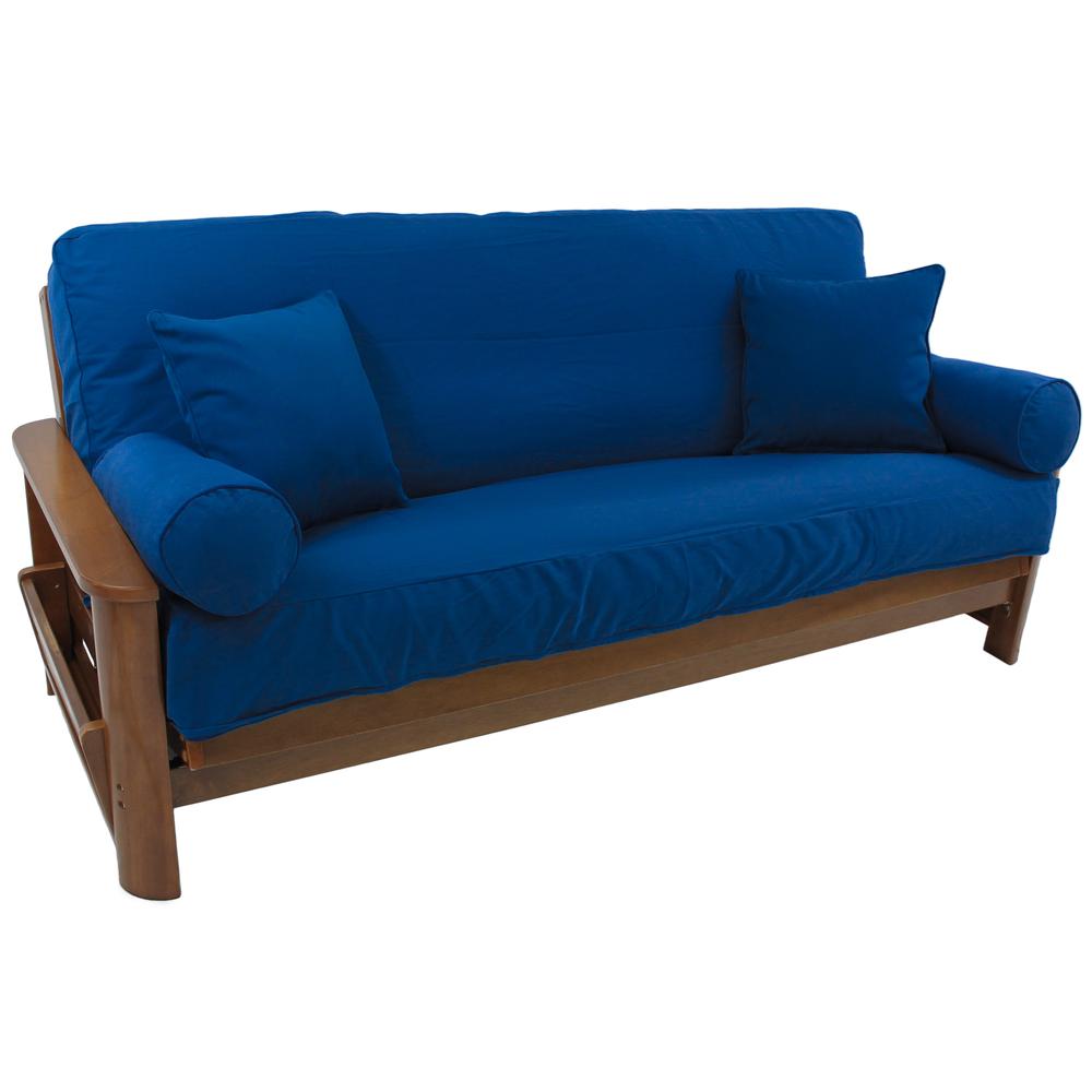 Set of 5 Full Futon Cover Set w/Two 18 inch Pillows and Two Bolsters (Twill Fabric)  9680-CD-TW-RB. Picture 1