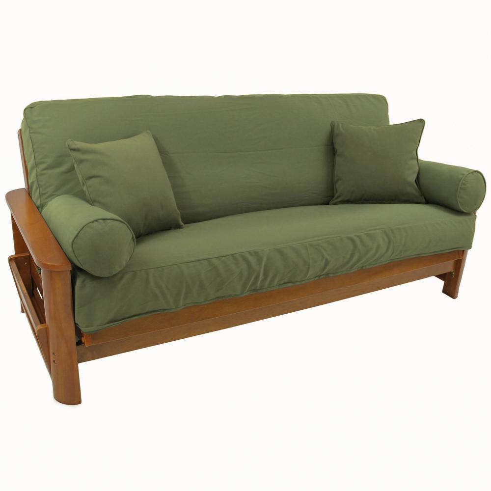 Set of 5 Full Futon Cover Set w/Two 18 inch Pillows and Two Bolsters (Twill Fabric)  9680-CD-TW-SG. Picture 1