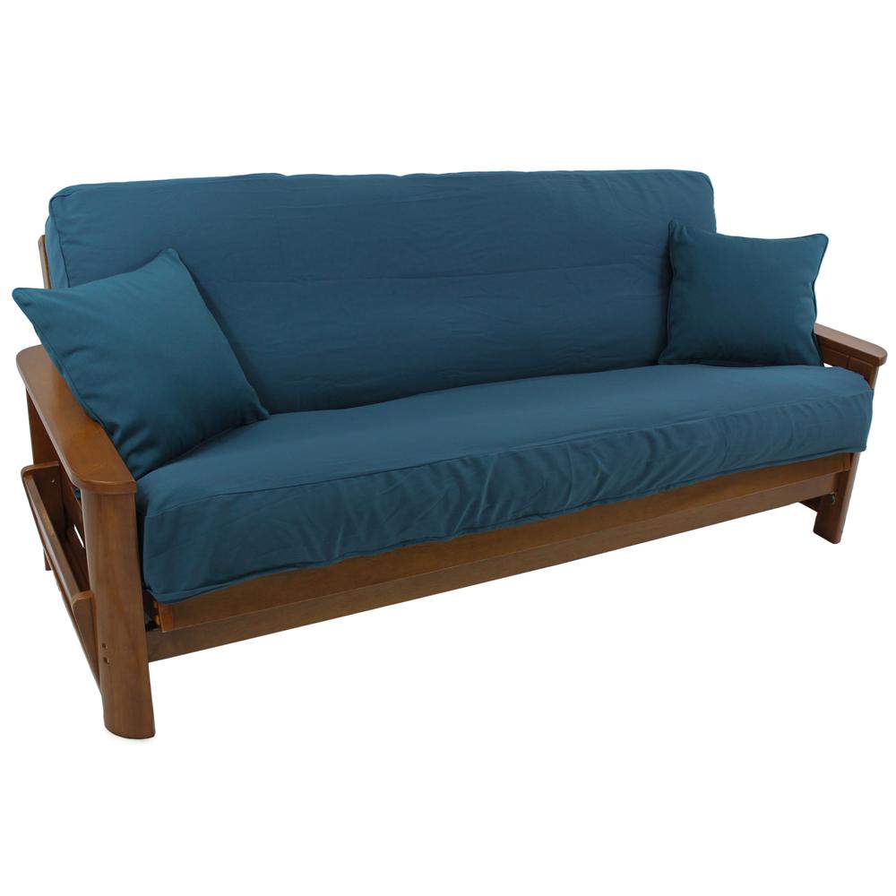 Solid Twill 8 to 9-inch Full Futon Cover Set with Two 18-inch Throw Pillows (Set of 3). Picture 1