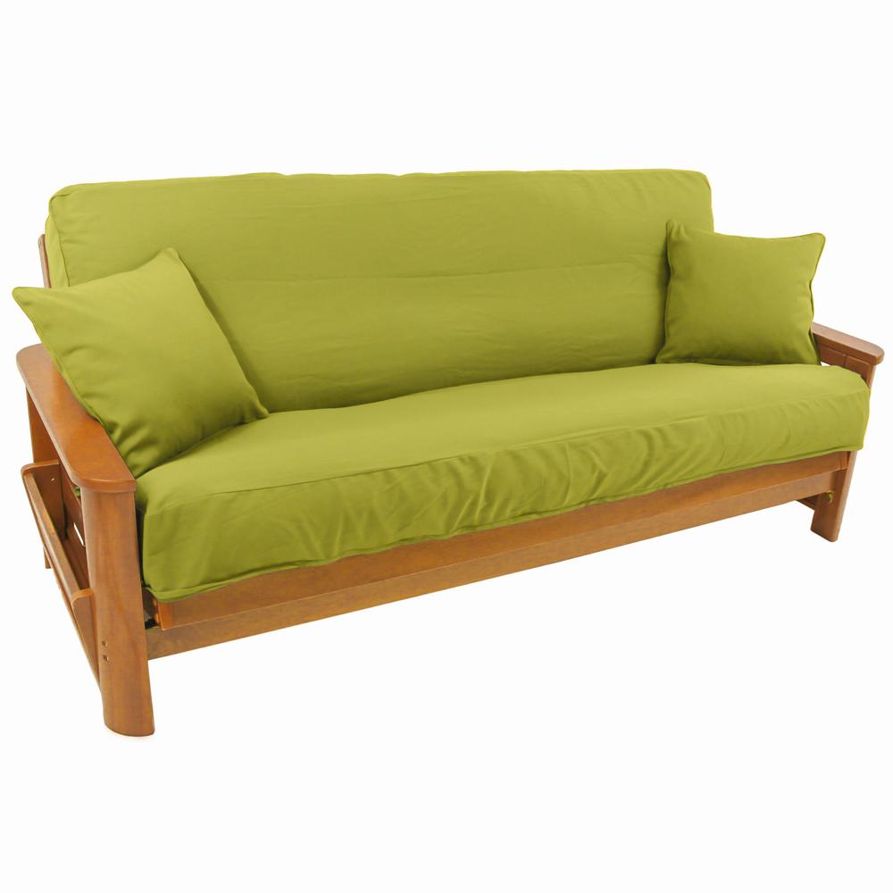 Solid Twill 8 to 9-inch Full Futon Cover Set with Two 18-inch Throw Pillows (Set of 3). Picture 1