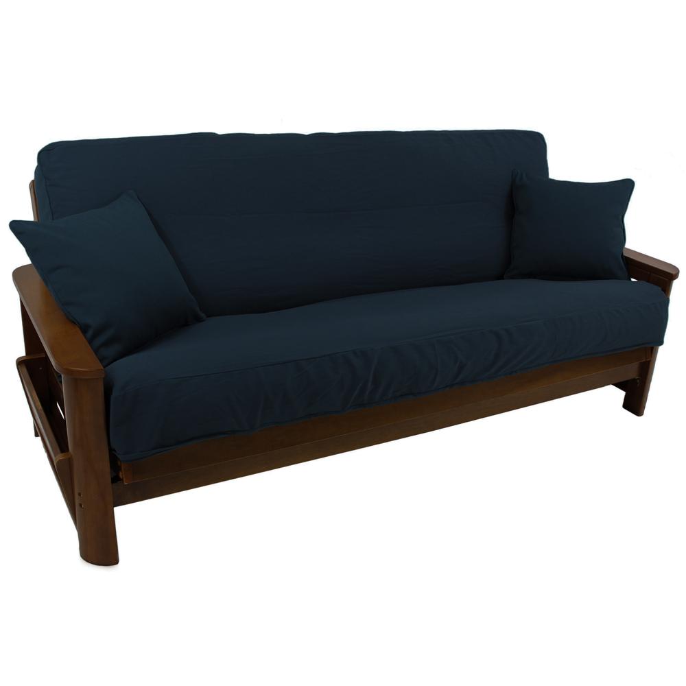 Solid Twill 8 to 9-inch Full Futon Cover Set with Two 18-inch Throw Pillows (Set of 3). Picture 1