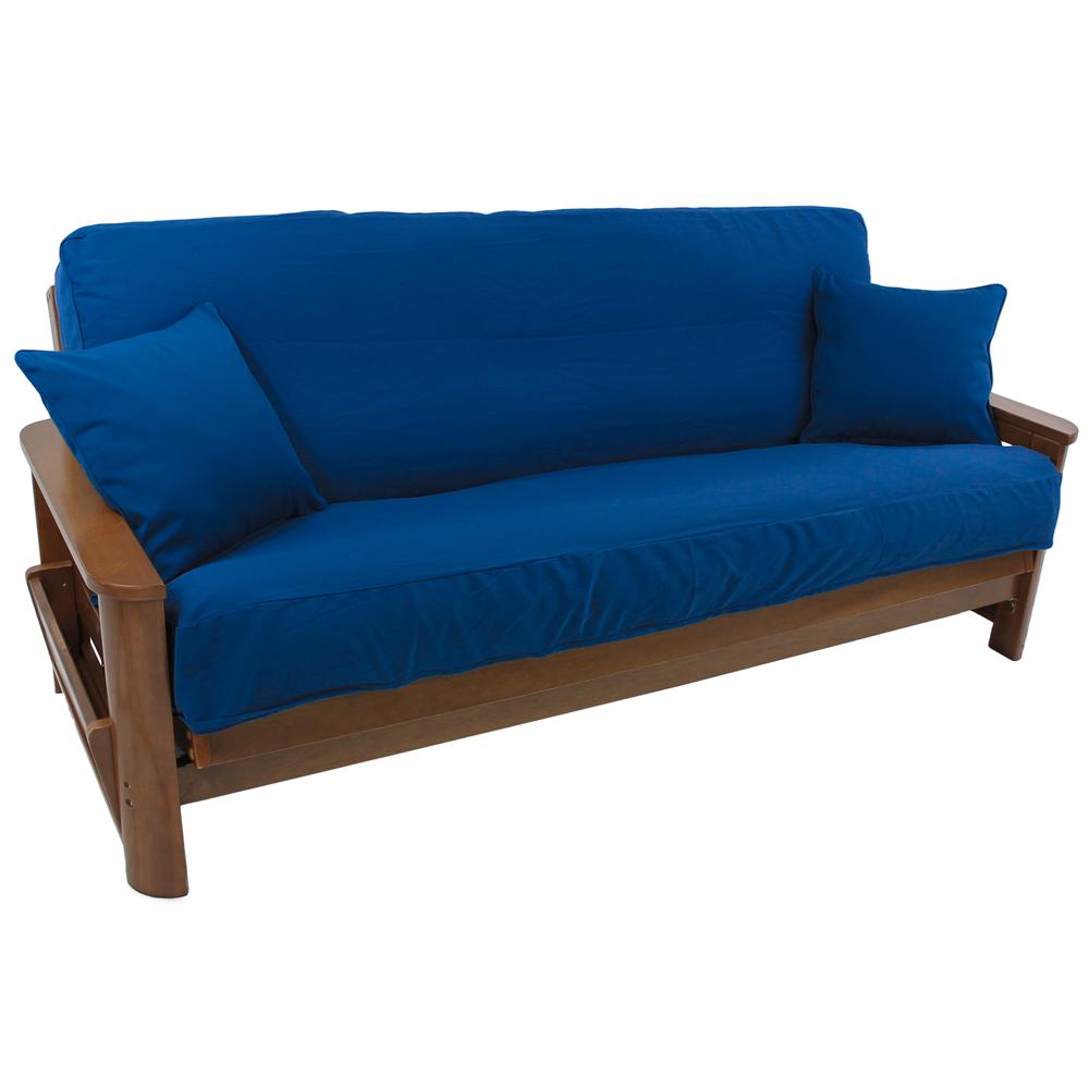 Solid Twill 8 to 9-inch Full Futon Cover Set with Two 18-inch Throw Pillows (Set of 3). Picture 1