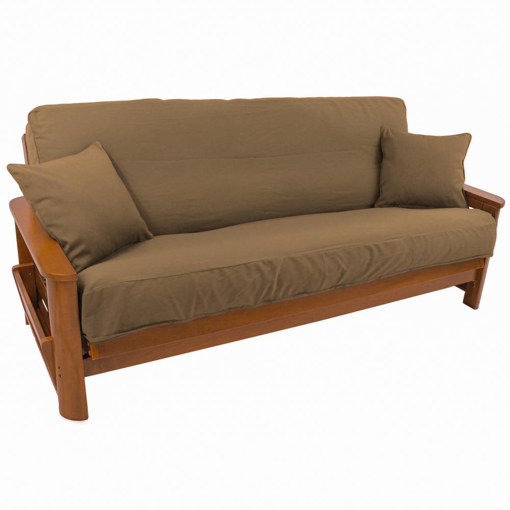 Solid Twill 8 to 9-inch Full Futon Cover Set with Two 18-inch Throw Pillows (Set of 3). Picture 1