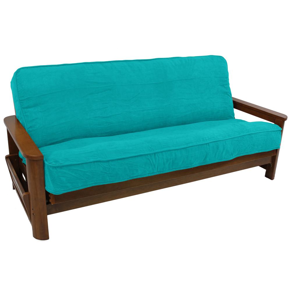 Solid Microsuede Double Corded 8 to 9-inch Full Futon Cover. Picture 1