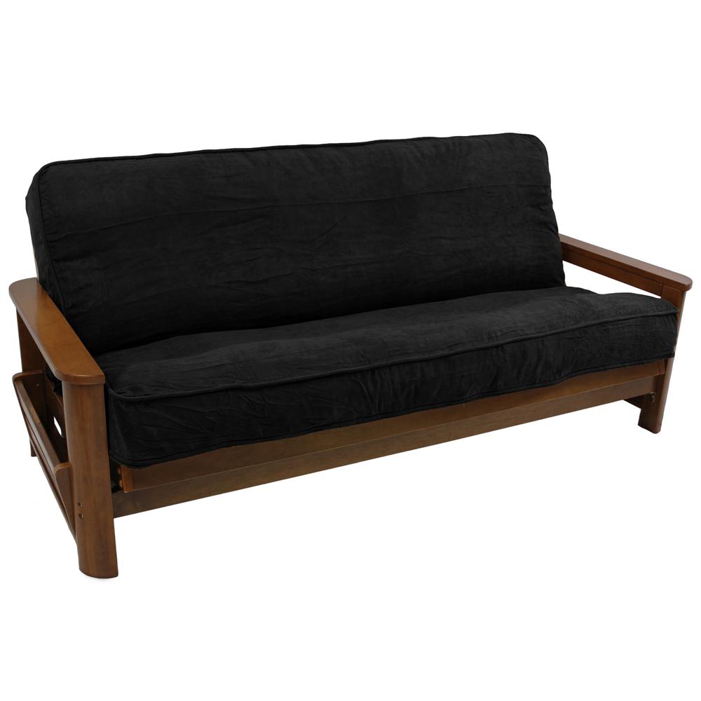 Solid Microsuede Double Corded 8 to 9-inch Full Futon Cover. Picture 1