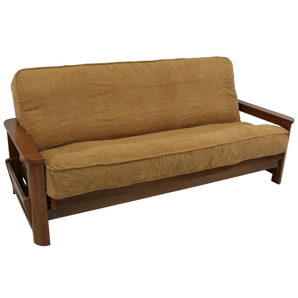 Solid Microsuede Double Corded 8 to 9-inch Full Futon Cover. Picture 1
