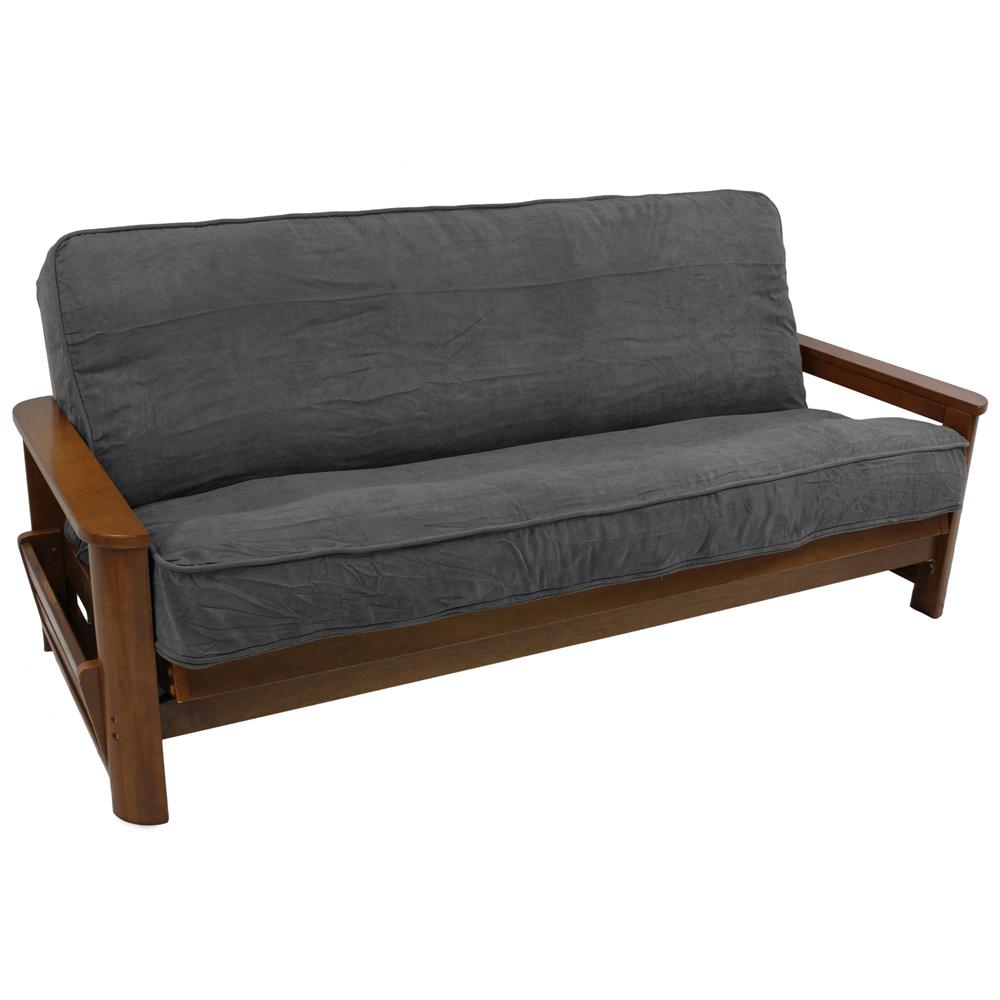 Solid Microsuede Double Corded 8 to 9-inch Full Futon Cover. Picture 1