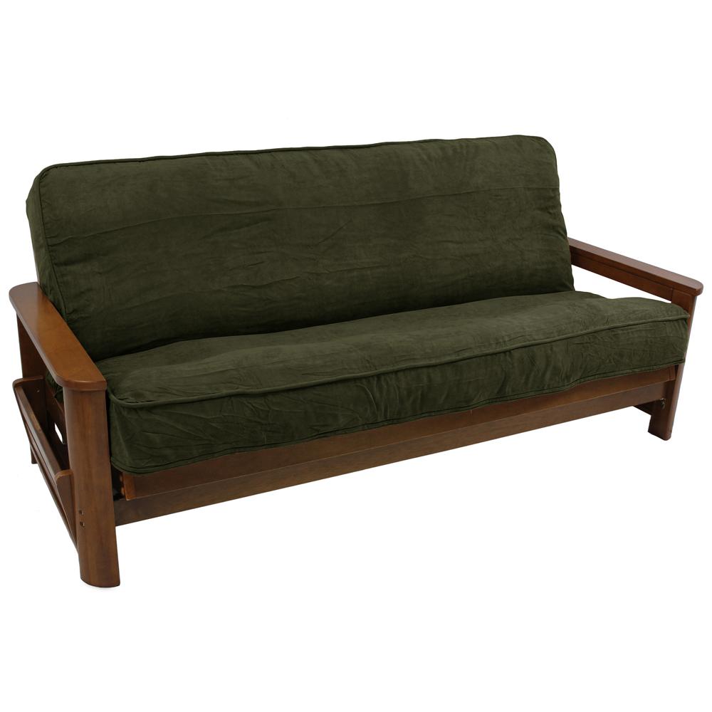 Solid Microsuede Double Corded 8 to 9-inch Full Futon Cover. Picture 1