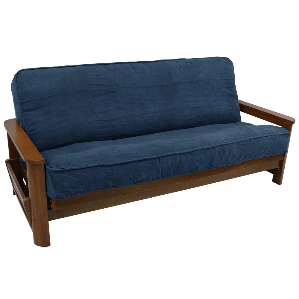 Solid Microsuede Double Corded 8 to 9-inch Full Futon Cover. Picture 1